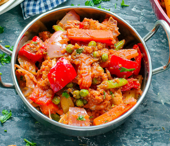 A combination of potatoes and veggies in a bowl, tasting good together, made for a nutritious meal.