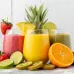 Brightly colored fruit juice smoothies that are ideal for a nutritious and revitalizing beverage
